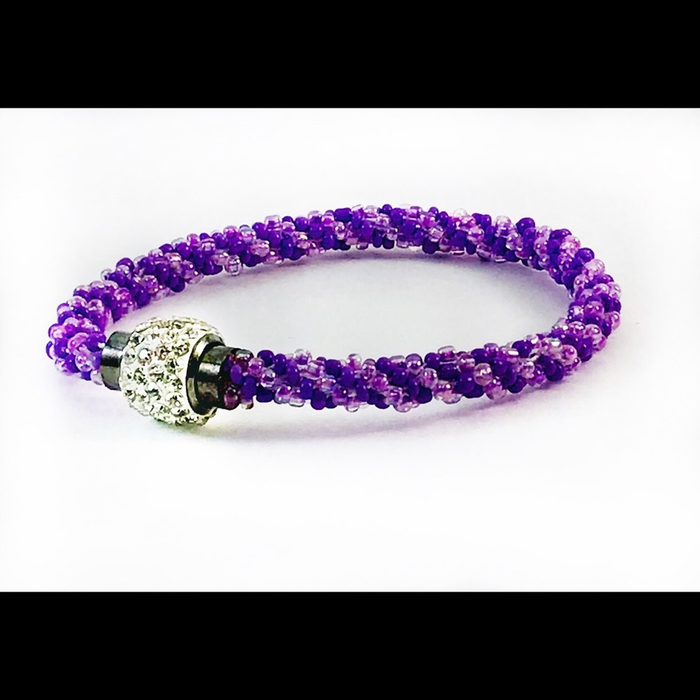 Spiral Bracelet with magnetic rhinestone clasp.